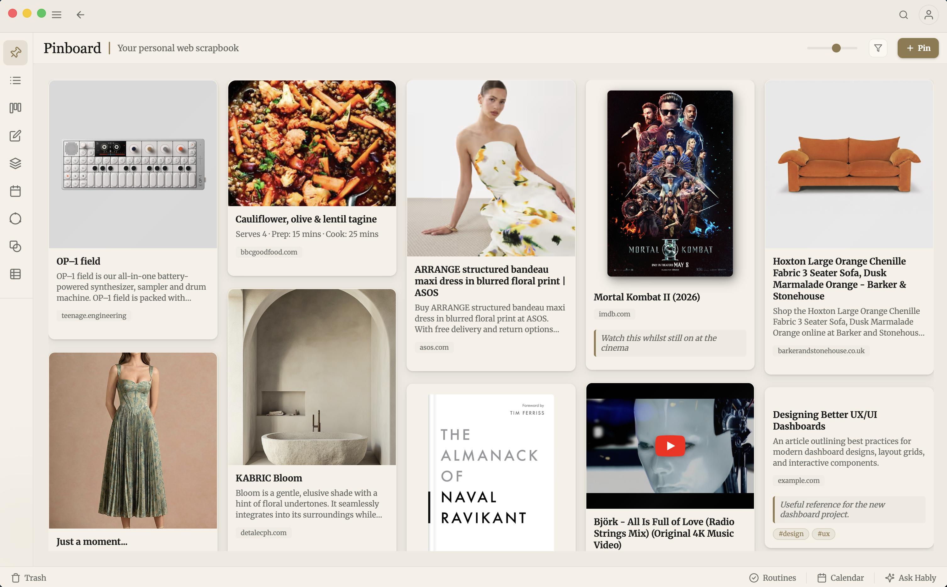 Productivities Pinboard