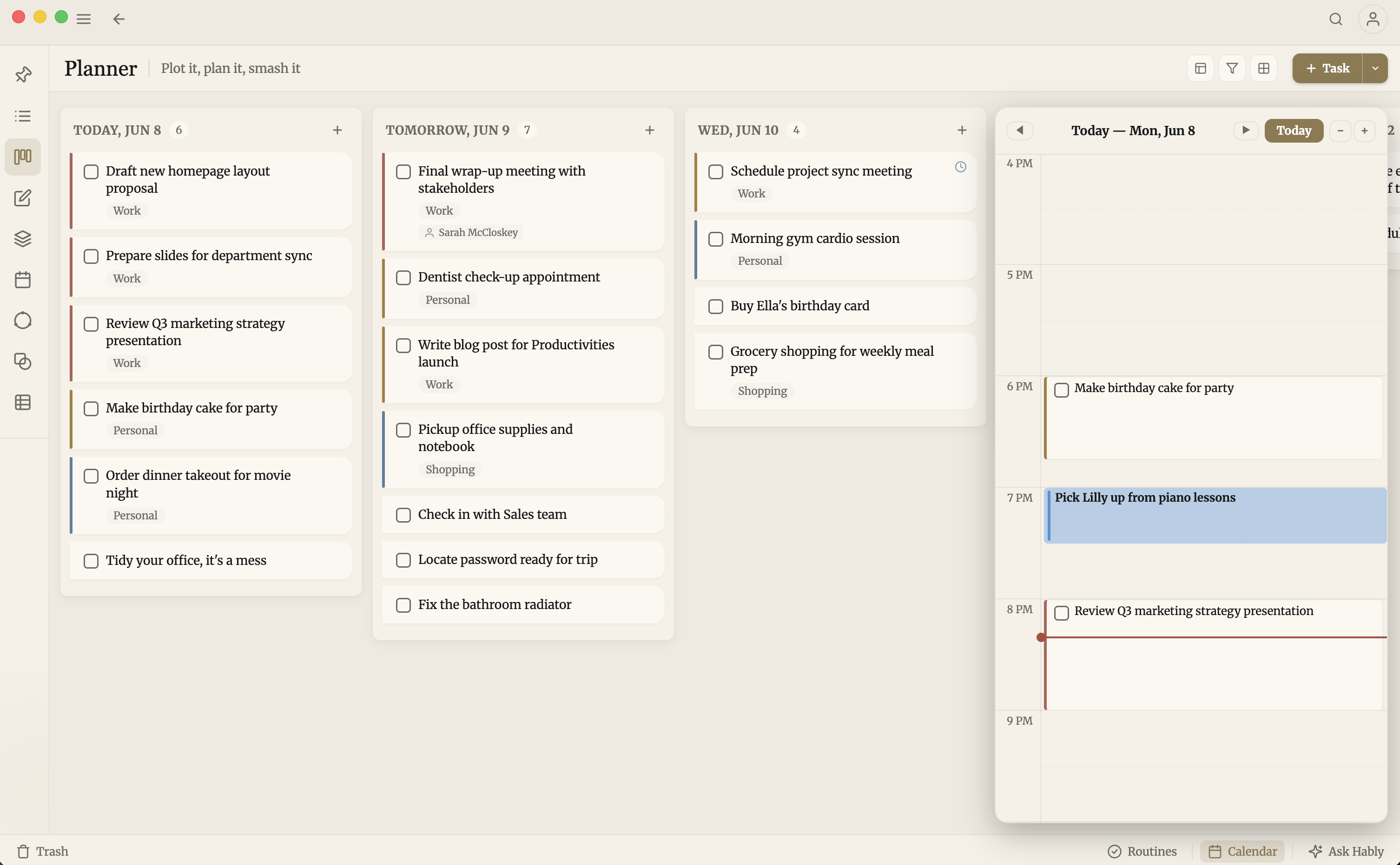 Productivities Planner