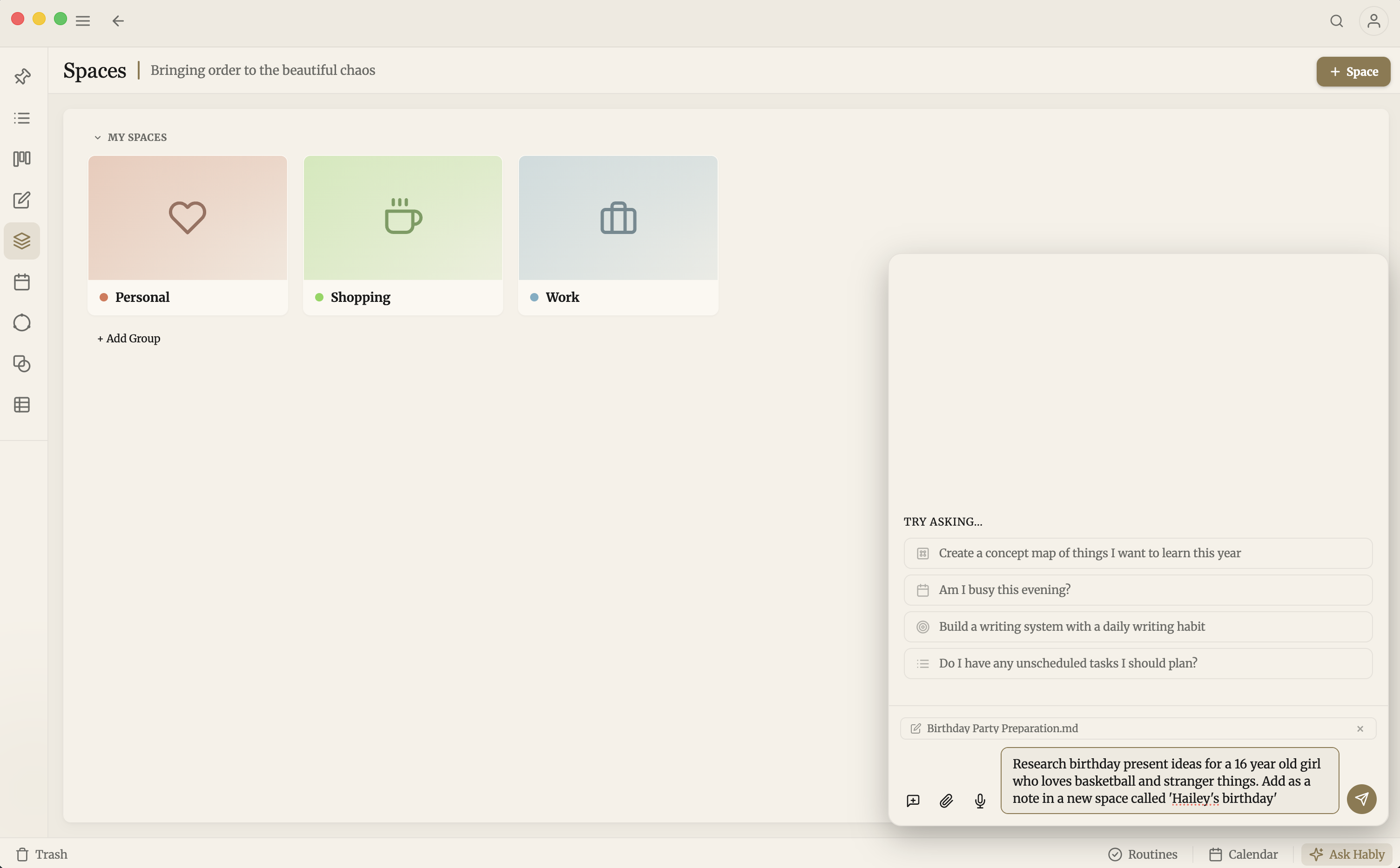 Productivities Spaces