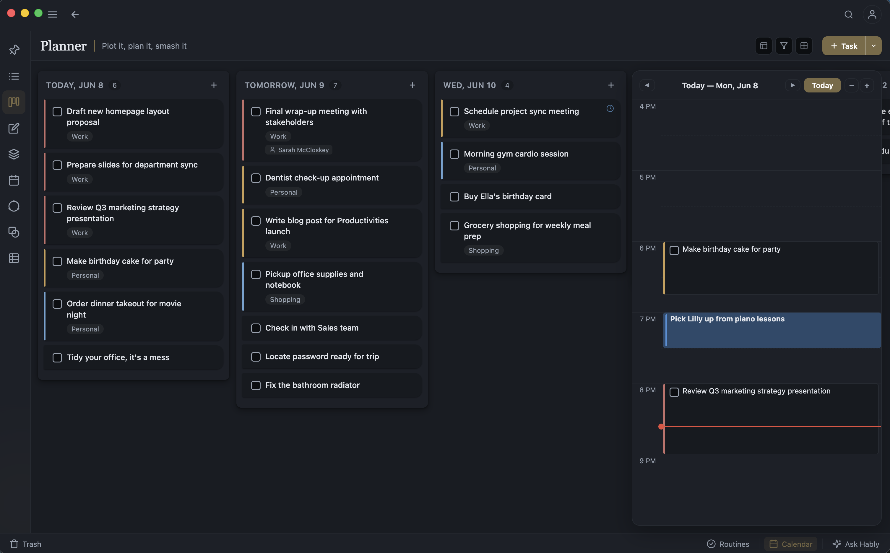 Productivities Planner (Dark)